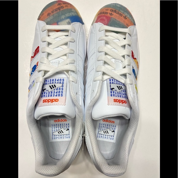 NEW Adidas Originals Superstar Men’s Shoes Sneakers GX2717 White/Blue/Orange 8.5 - Picture 6 of 13